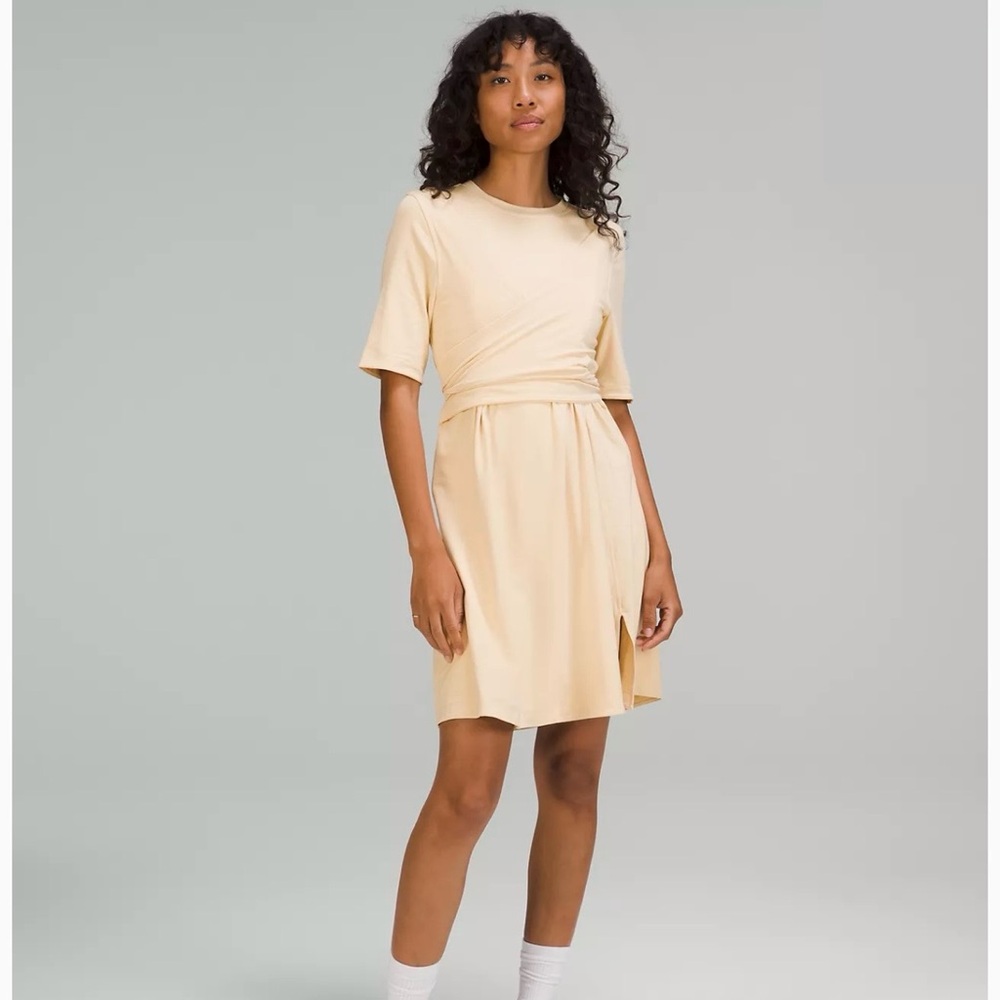 Lululemon Size 2 Cotton Wrap-Front T-Shirt Dress Prosecco